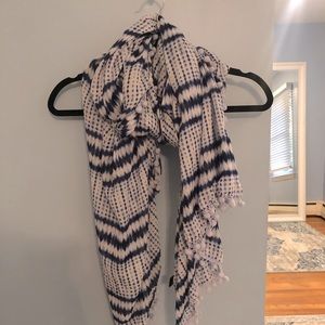 Blue and white tie dye scarf with Pom Poms